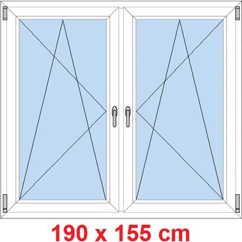 Okno Soft Dvoukřídlé plastové okno 190x155 cm, OS+OS, se sloupkem