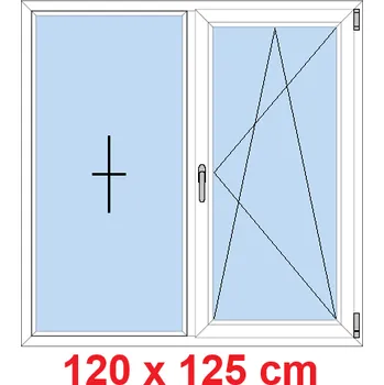 Okno SOFT Dvoukřídlé plastové okno 120x125 cm, FIX+OS Bílá/bílá