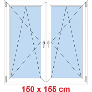 Okno Soft Dvoukřídlé plastové okno 150x155 cm, OS+OS, se sloupkem