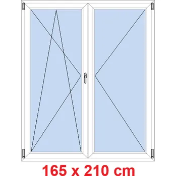Okno Soft Dvoukřídlé balkonové dveře 165x210 cm, otevíravé a sklopné