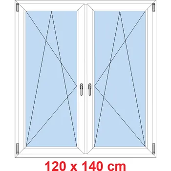 Okno Soft Dvoukřídlé plastové okno 120x140 cm, OS+OS, se sloupkem