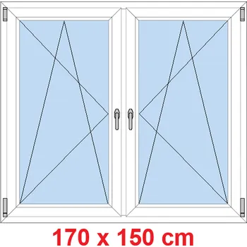 Okno Soft Dvoukřídlé plastové okno 170x150 cm, OS+OS, se sloupkem
