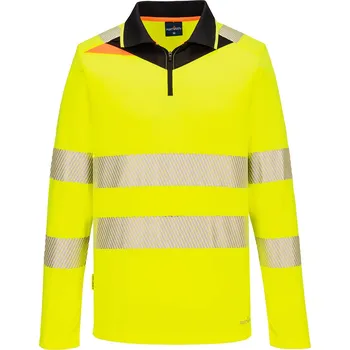 PORTWEST HI-VIS DX4 DX419 / Pánská reflexní polokošile s dlouhým rukávem - HV žlutá/černá M