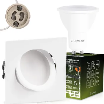 Bodové svítidlo Podhledové bodové svítidlo halogenová vestavné čtverec výklopné TRIX 3w1 GU10 6W 3000K bílý MAT LUMILED