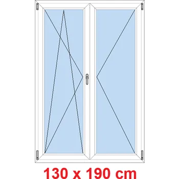 Okno Soft Dvoukřídlé balkonové dveře 130x190 cm, otevíravé a sklopné
