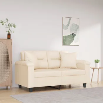 Pohovka 2místná pohovka s polštáři béžová 120 cm tkanina z mikrovlákna IM_3200970