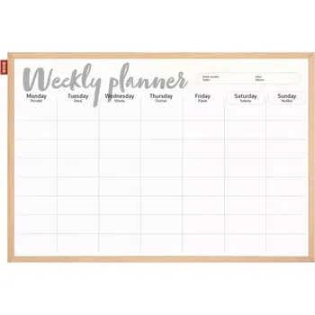 Plánovací tabule MEMOBE, dřevěný rám 90x60cm, týdenní + sada