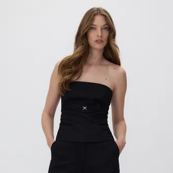 Reserved - Top z lesklé látky - černý - 299GF-99X - 299GF-99X-XS