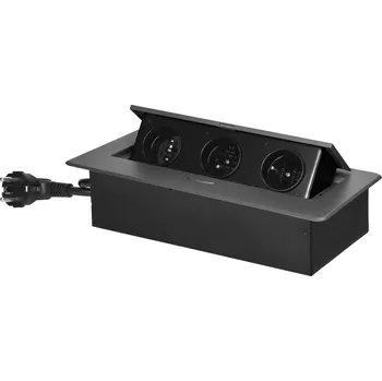 Elektrická zásuvka GM 9033 - výklopná vestavná zásuvková skříňka - 3 zásuvky 230V, různé barvy Barva: Grafit