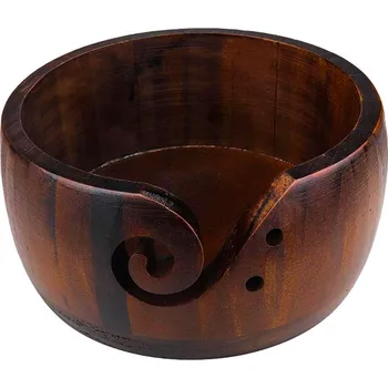 Organizér galanterie Pro Háčkování Miska na klubíčko dřevěná 13,5 x 8 cm tmavě hnědá