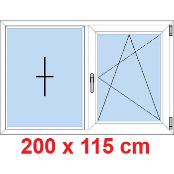 Okno Soft Dvoukřídlé plastové okno 200x115 cm, FIX+OS