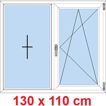 Okno Soft Dvoukřídlé plastové okno 130x110 cm, FIX+OS