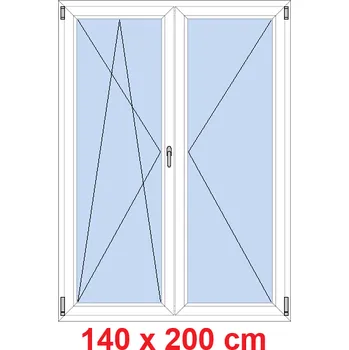 Okno Soft Dvoukřídlé balkonové dveře 140x200 cm, otevíravé a sklopné