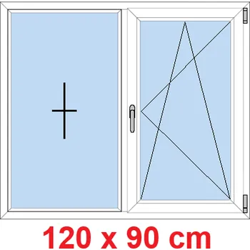 Okno Soft Dvoukřídlé plastové okno 120x90 cm, FIX+OS