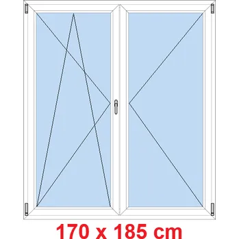 Okno Soft Dvoukřídlé balkonové dveře 170x185 cm, otevíravé a sklopné