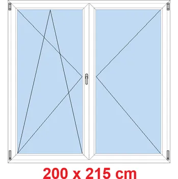 Okno Soft Dvoukřídlé balkonové dveře 200x215 cm, otevíravé a sklopné