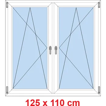 Okno Soft Dvoukřídlé plastové okno 125x110 cm, OS+OS, se sloupkem