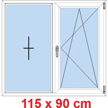 Okno Soft Dvoukřídlé plastové okno 115x90 cm, FIX+OS