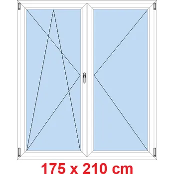 Okno Soft Dvoukřídlé balkonové dveře 175x210 cm, otevíravé a sklopné
