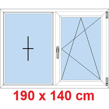 Okno Soft Dvoukřídlé plastové okno 190x140 cm, FIX+OS