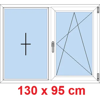 Okno Soft Dvoukřídlé plastové okno 130x95 cm, FIX+OS