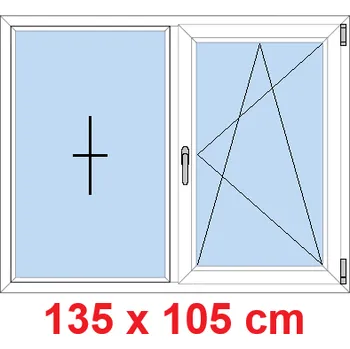 Okno Soft Dvoukřídlé plastové okno 135x105 cm, FIX+OS