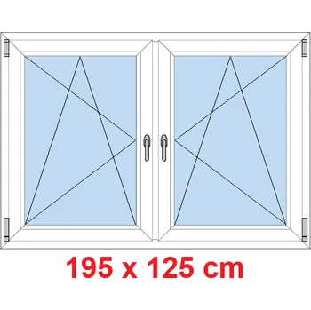 Okno Soft Dvoukřídlé plastové okno 195x125 cm, OS+OS, se sloupkem
