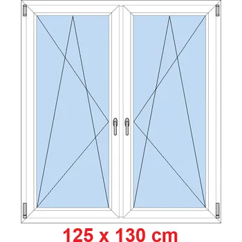 Okno Soft Dvoukřídlé plastové okno 125x130 cm, OS+OS, se sloupkem