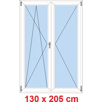 Okno Soft Dvoukřídlé balkonové dveře 130x205 cm, otevíravé a sklopné