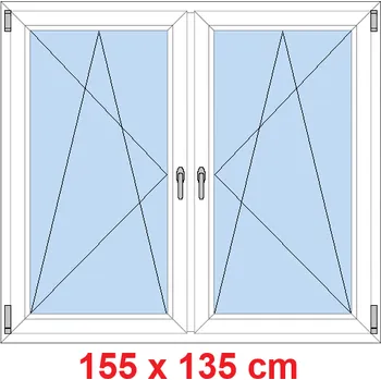 Okno Soft Dvoukřídlé plastové okno 155x135 cm, OS+OS, se sloupkem