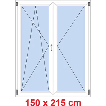 Okno Soft Dvoukřídlé balkonové dveře 150x215 cm, otevíravé a sklopné