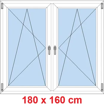 Okno Soft Dvoukřídlé plastové okno 180x160 cm, OS+OS, se sloupkem