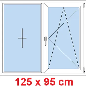 Okno Soft Dvoukřídlé plastové okno 125x95 cm, FIX+OS