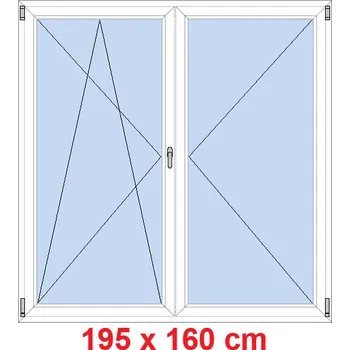 Okno Soft Dvoukřídlé balkonové dveře 195x160 cm, otevíravé a sklopné