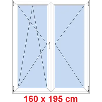 Okno Soft Dvoukřídlé balkonové dveře 160x195 cm, otevíravé a sklopné