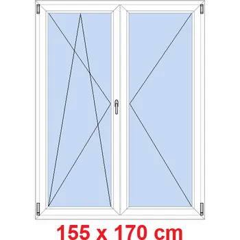 Okno Soft Dvoukřídlé balkonové dveře 155x170 cm, otevíravé a sklopné