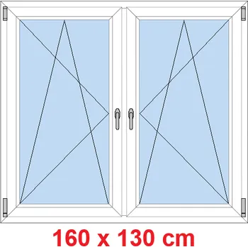Okno Soft Dvoukřídlé plastové okno 160x130 cm, OS+OS, se sloupkem