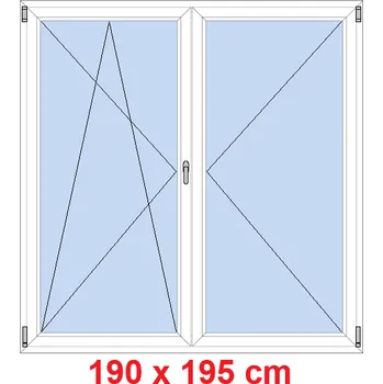 Okno Soft Dvoukřídlé balkonové dveře 190x195 cm, otevíravé a sklopné