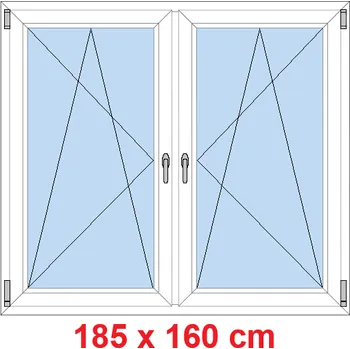 Okno Soft Dvoukřídlé plastové okno 185x160 cm, OS+OS, se sloupkem