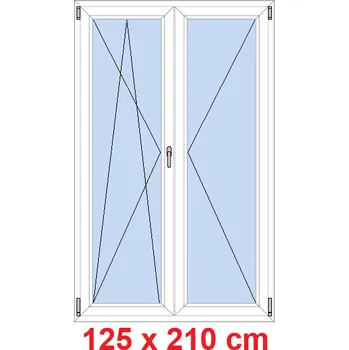 Okno Soft Dvoukřídlé balkonové dveře 125x210 cm, otevíravé a sklopné