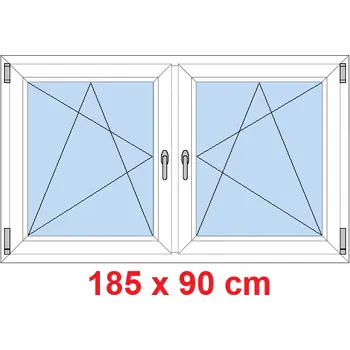 Okno Soft Dvoukřídlé plastové okno 185x90 cm, OS+OS, se sloupkem
