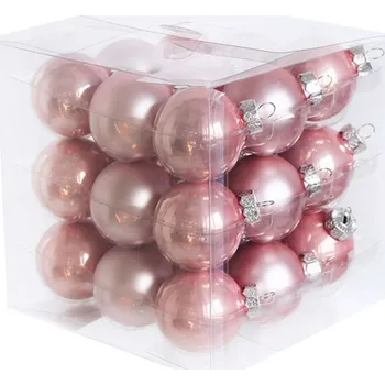 Vánoční ozdoba KLIA Koule sklo 2cm/27ks růžová