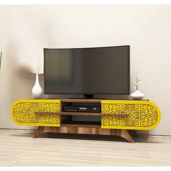 Televizní stolek TV stolek Defne - Walnut Yellow