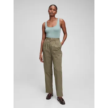 GAP Kalhoty khaki high rise Washwell - Dámské GAP kaki 2141190