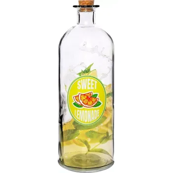 Láhev Skleněná lahev na limonádu 1 l s korkem