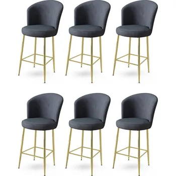 Barová židle Bar Stool Set (6 Pieces) Alte - Anthracite, Gold