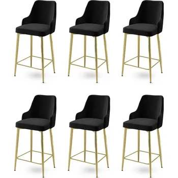 Barová židle Bar Stool Set (6 Pieces) Enox - Black, Gold