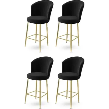 Barová židle Bar Stool Set (4 Pieces) Alte - Black, Gold