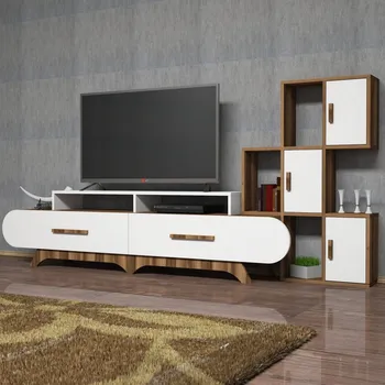 Televizní stolek TV stěna / Sestava pod TV Flora S - Walnut, White