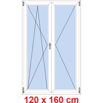 Okno Soft Dvoukřídlé balkonové dveře 120x160 cm, otevíravé a sklopné